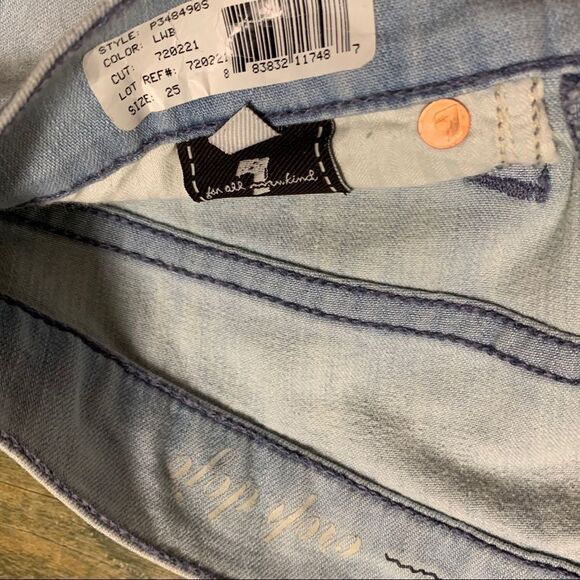 NWT 7 for All Mankind Dojo Crop Capri Wide Leg Light Wash Denim Rigid Jean 25 - Picture 9 of 10